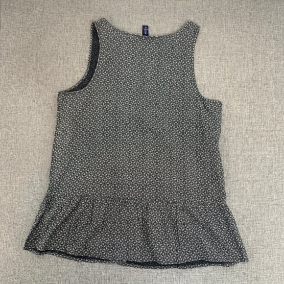 Gap Button‎ Down Sleeveless Blouse Black White Medium Lightweight V-Neckline - Picture 8 of 10